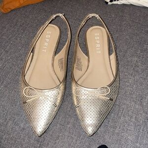 Esprit gold bow slingback flats